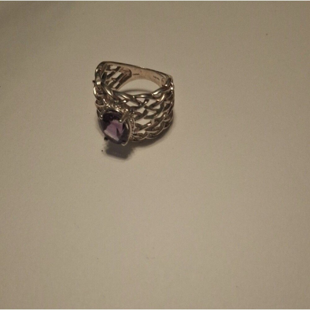 Sterling Silver Ring with Amber Stone